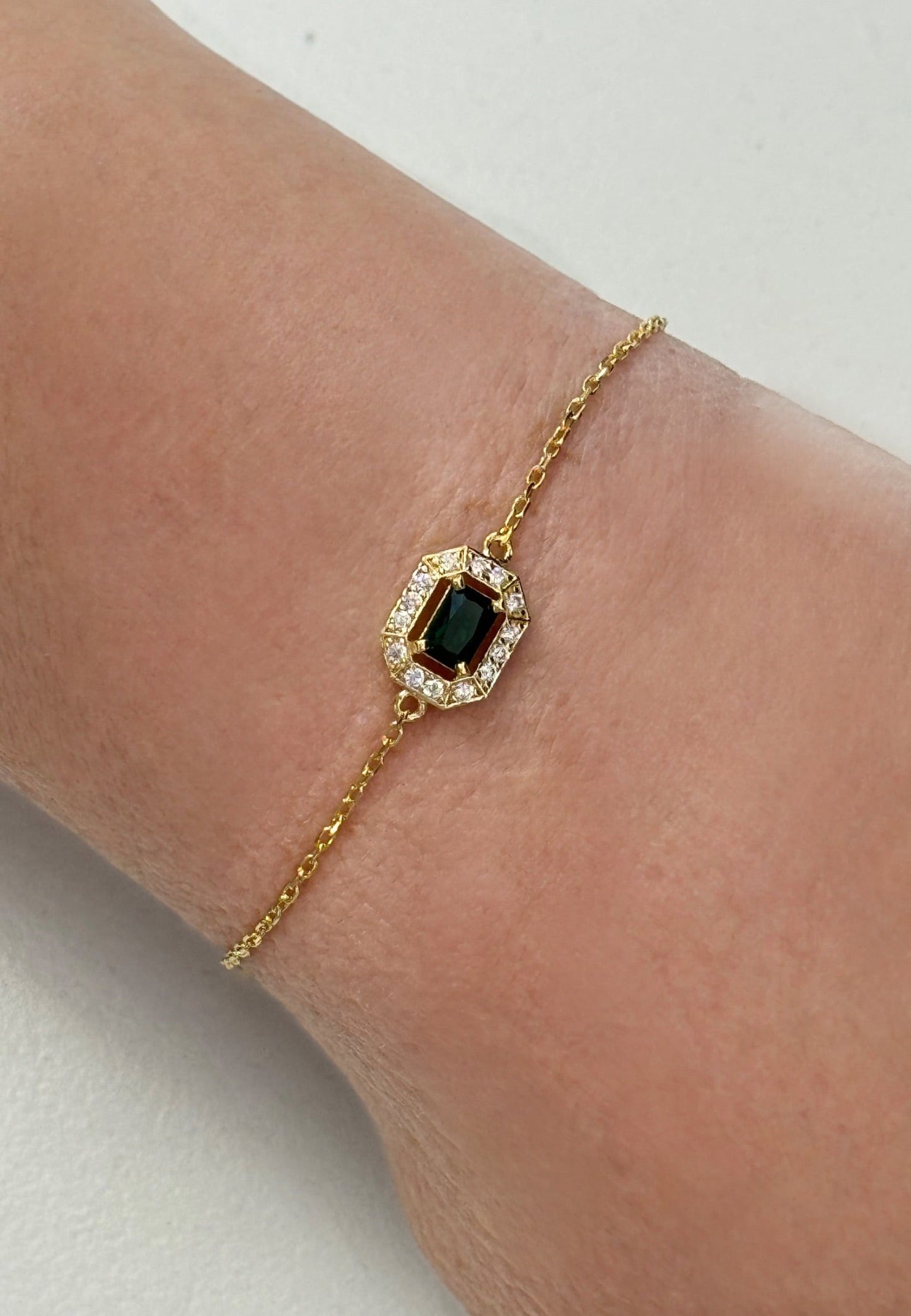 Whistledown Gemstone Bracelet Emerald Gold