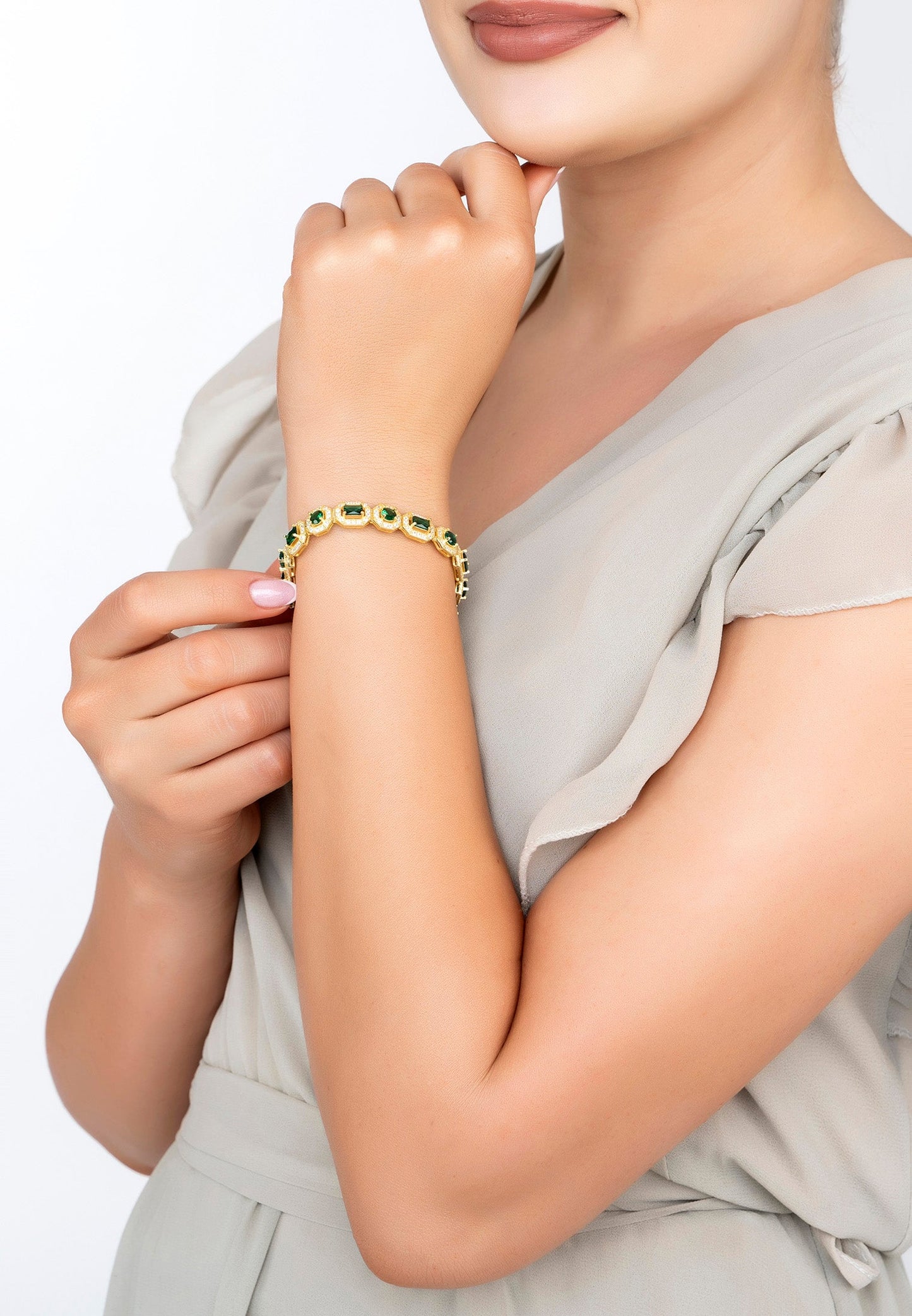 Whistledown Emerald Gemstone Bracelet Gold
