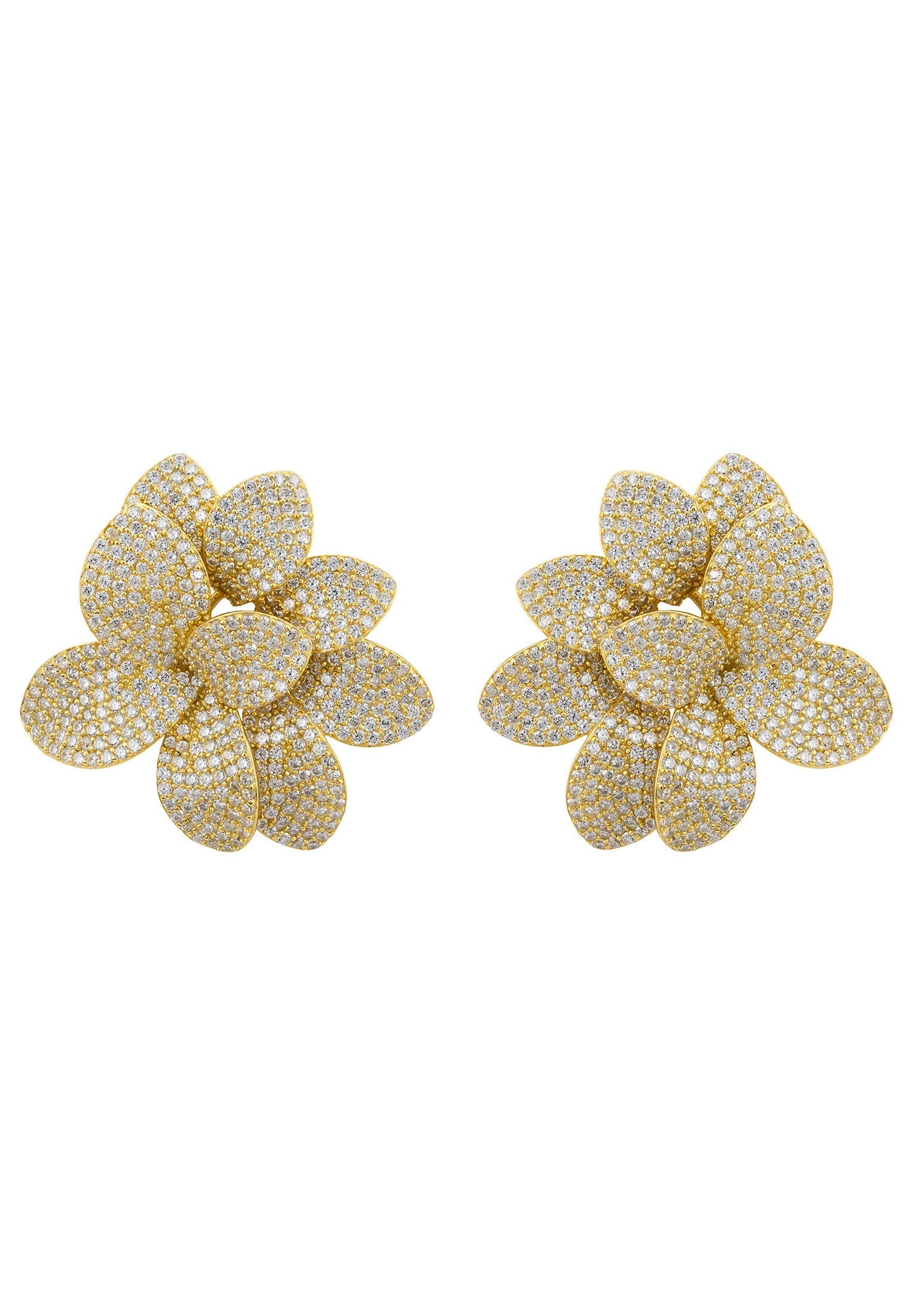 Amaryllis Flower Large Stud Earrings Gold
