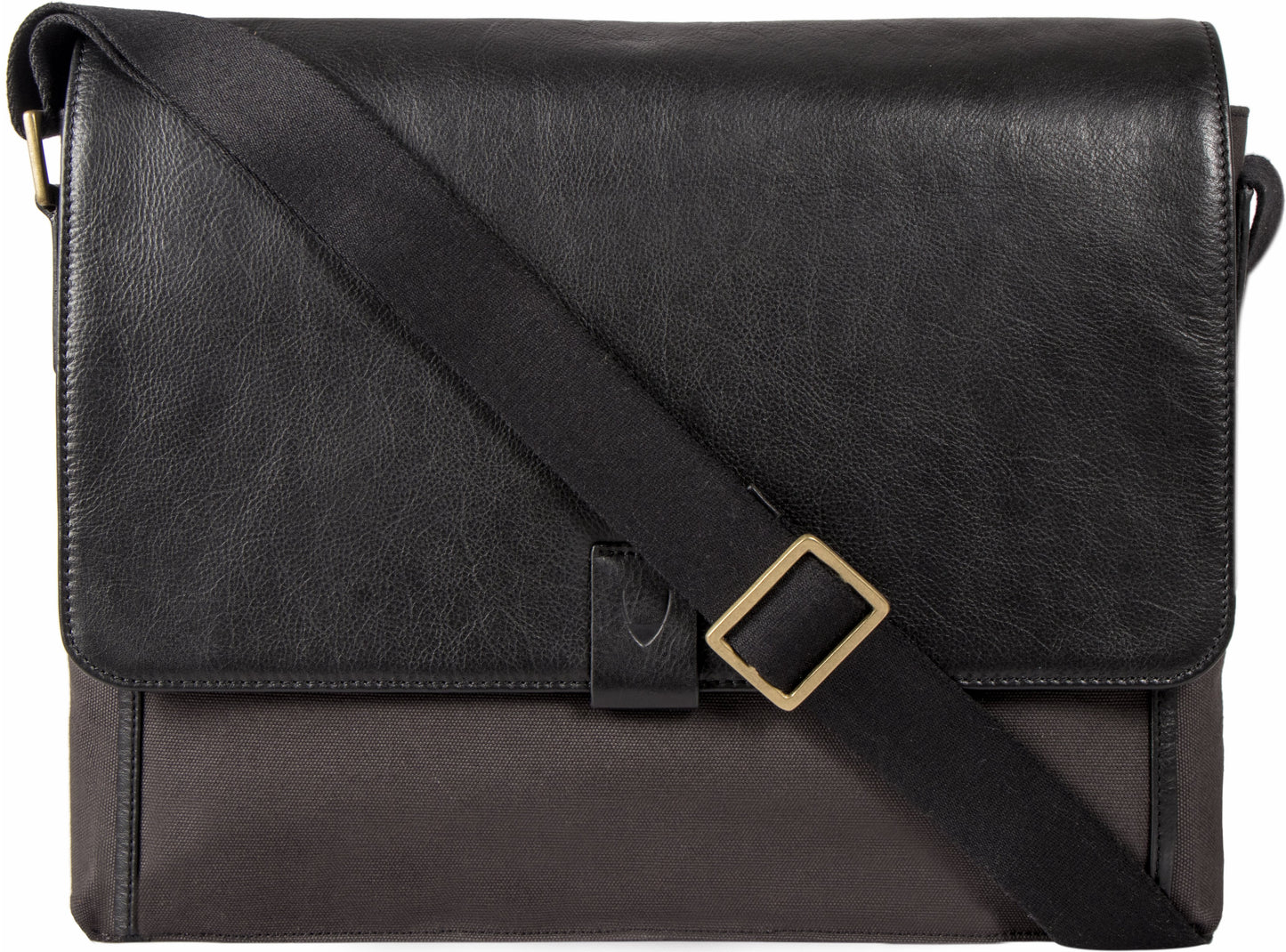 Bolso bandolera de lona y cuero para portátil Aiden
