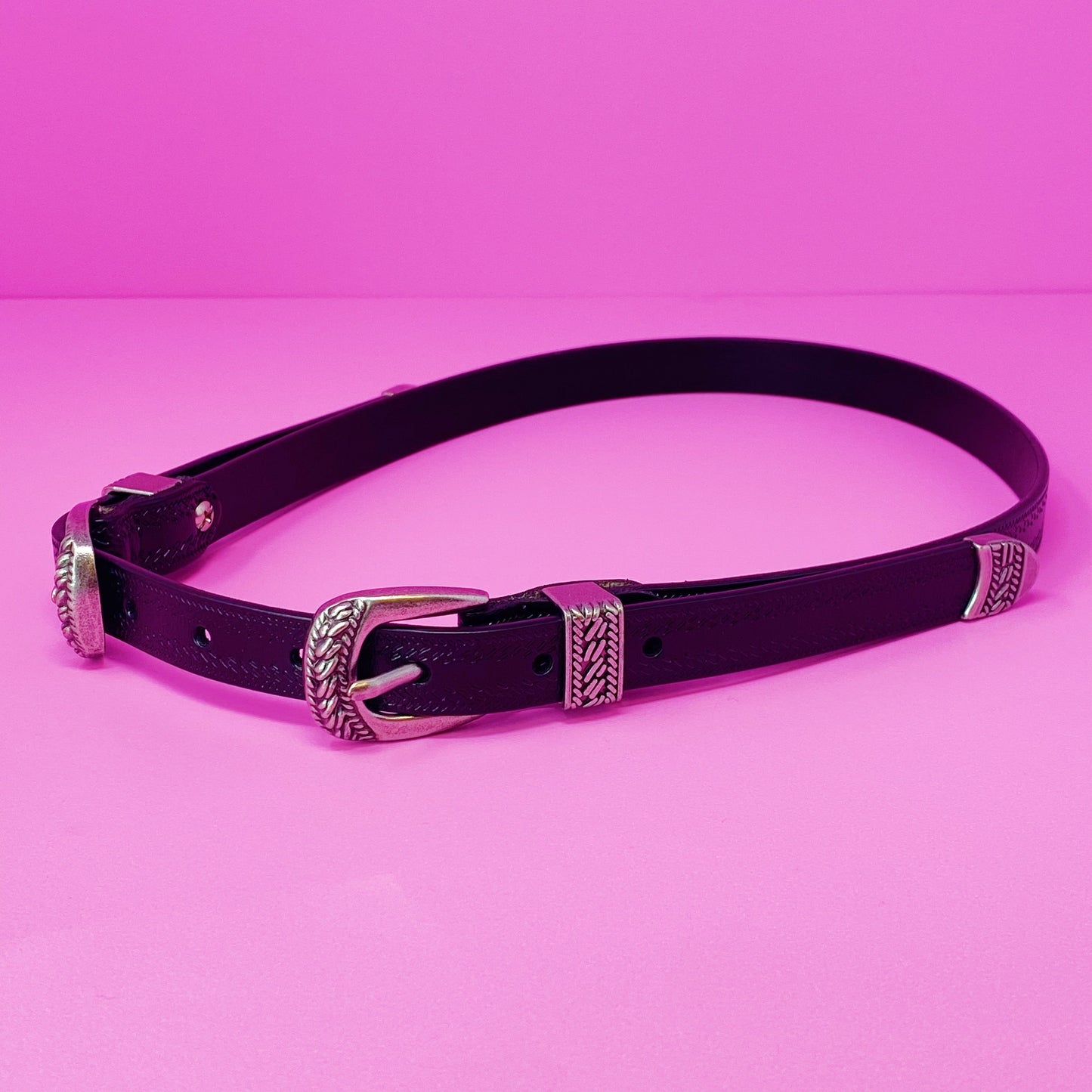 Genuine Leather Double-Buckle Belt