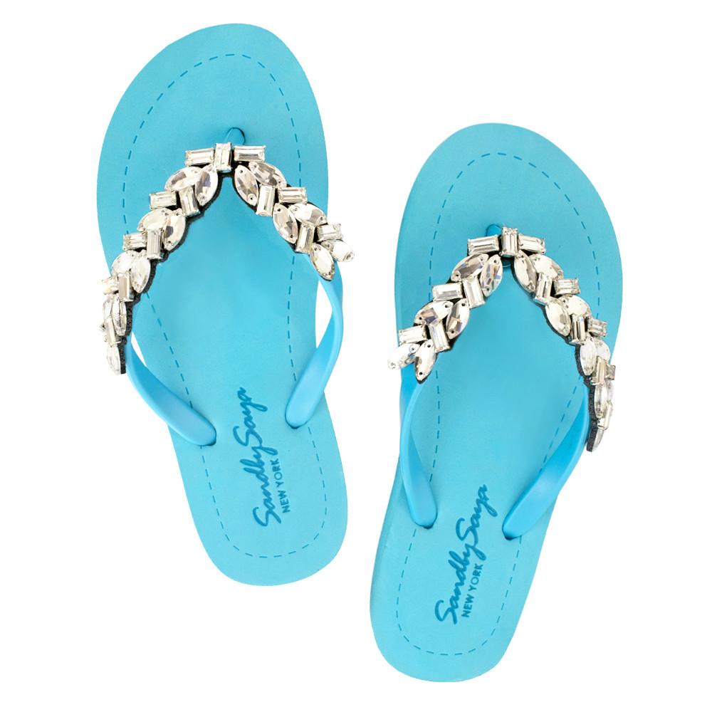 Greenwich - Rhinestone Flat Flip Flops Sandals