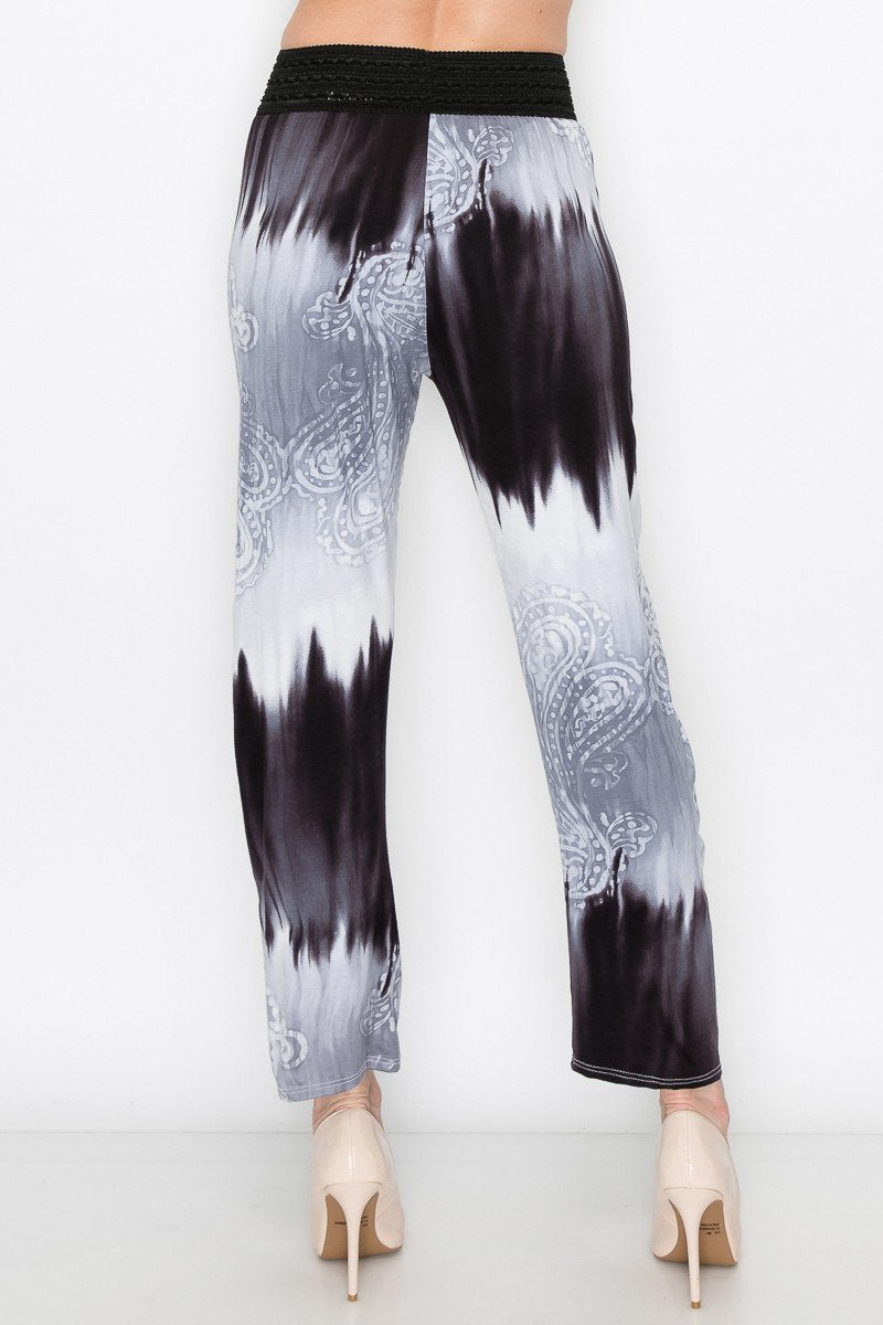 Grey Tie Dye Print Pants