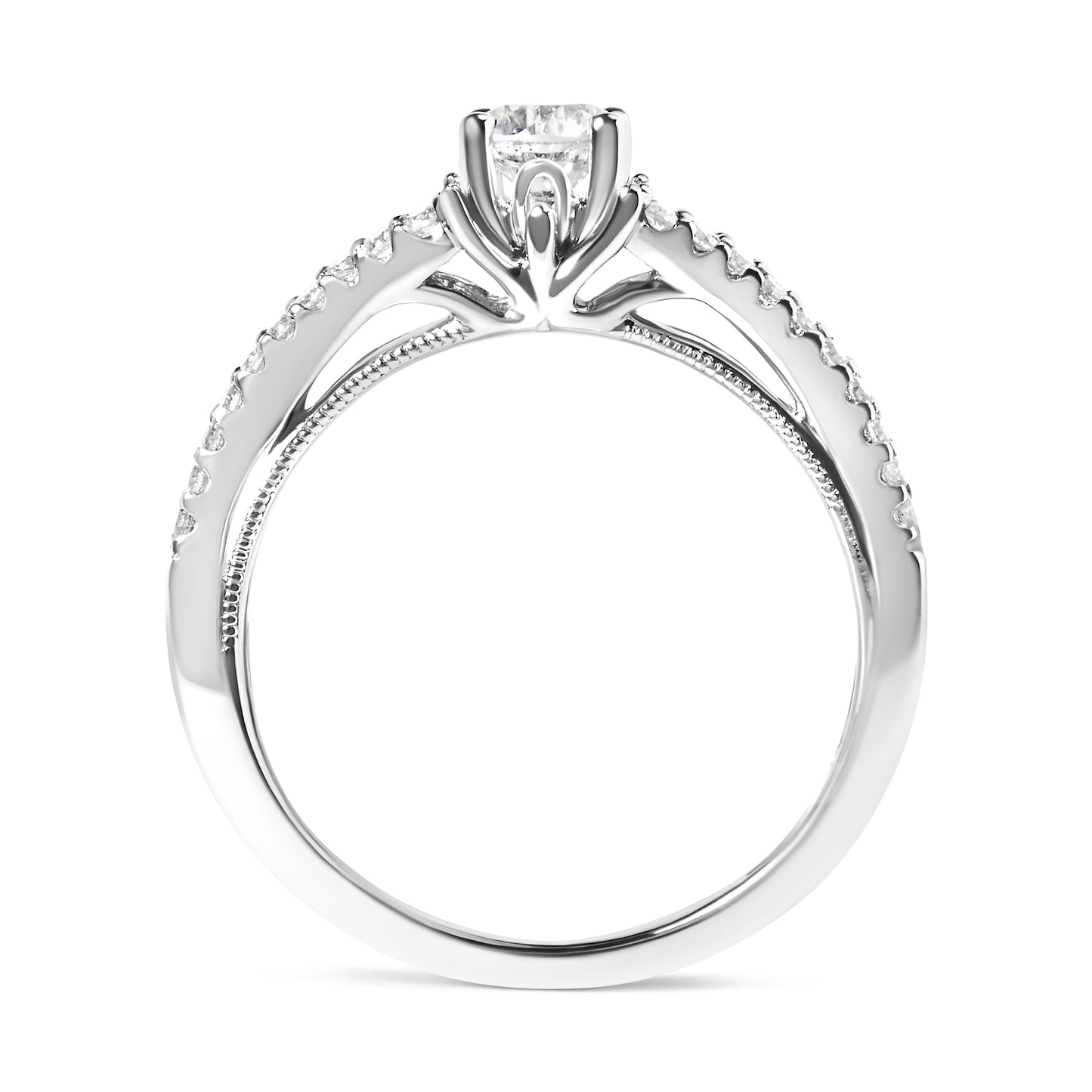 14K White Gold 5/8 Cttw Diamond Split Shank Engagement Ring (G-H Color, VS2-SI1 Clarity) - Size 7