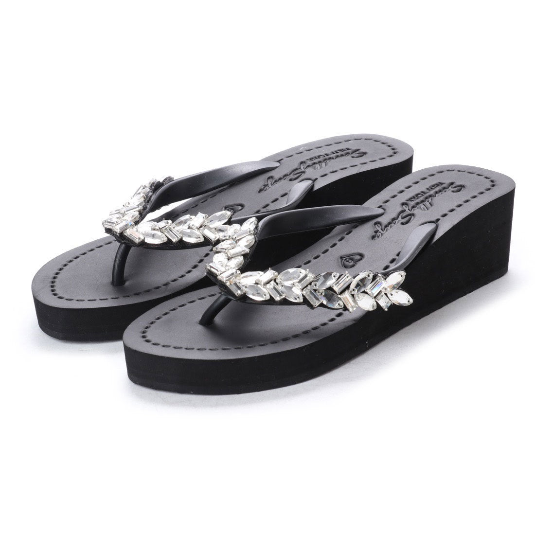Greenwich - Rhinestone Mid Wedge Flip Flops
