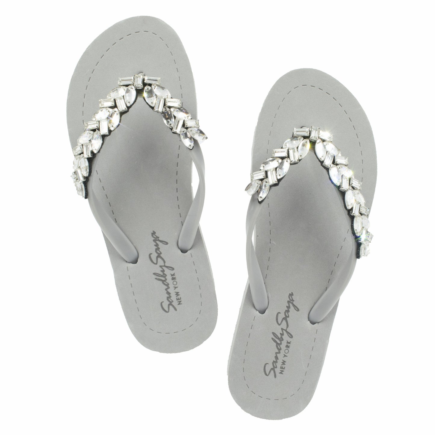 Greenwich - Rhinestone Flat Flip Flops Sandals