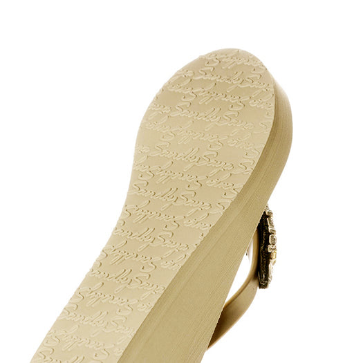 Madison - Rhinestone Bow Mid Wedge Flip Flops
