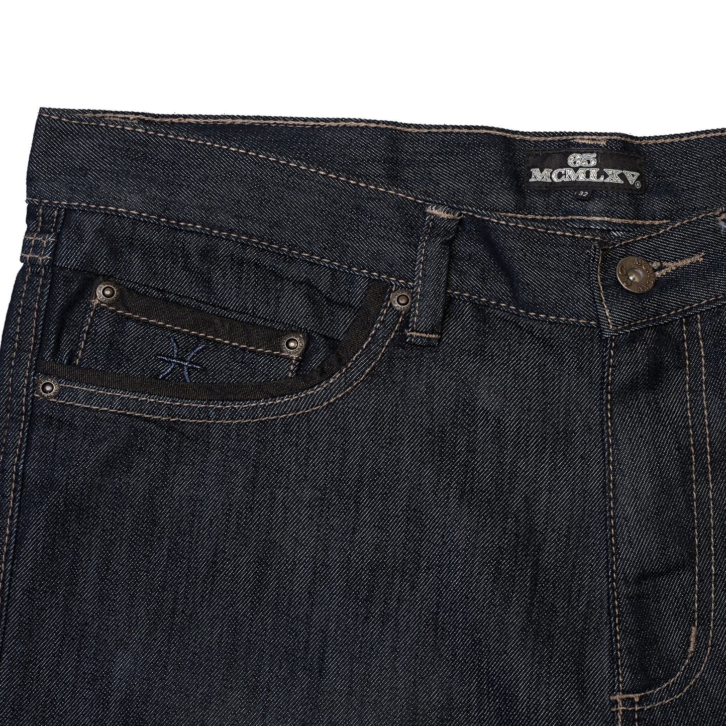 65 McMlxv Jean de lavado oscuro de mezclilla premium para hombre