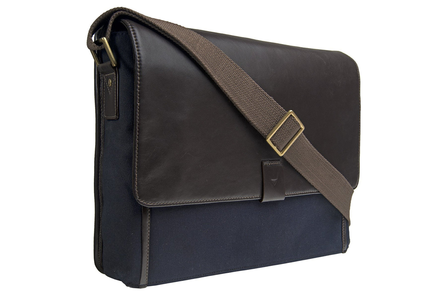 Bolso bandolera de lona y cuero para portátil Aiden