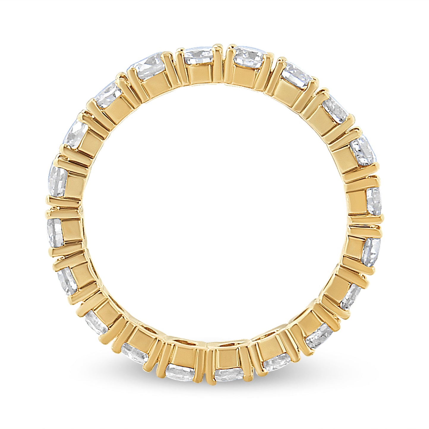 14K Yellow Gold 2.00 Cttw Shared Prong Set Round Cut Diamond Eternity Band (J-K Color, VS1-VS2 Clarity) - Ring Size 6.75