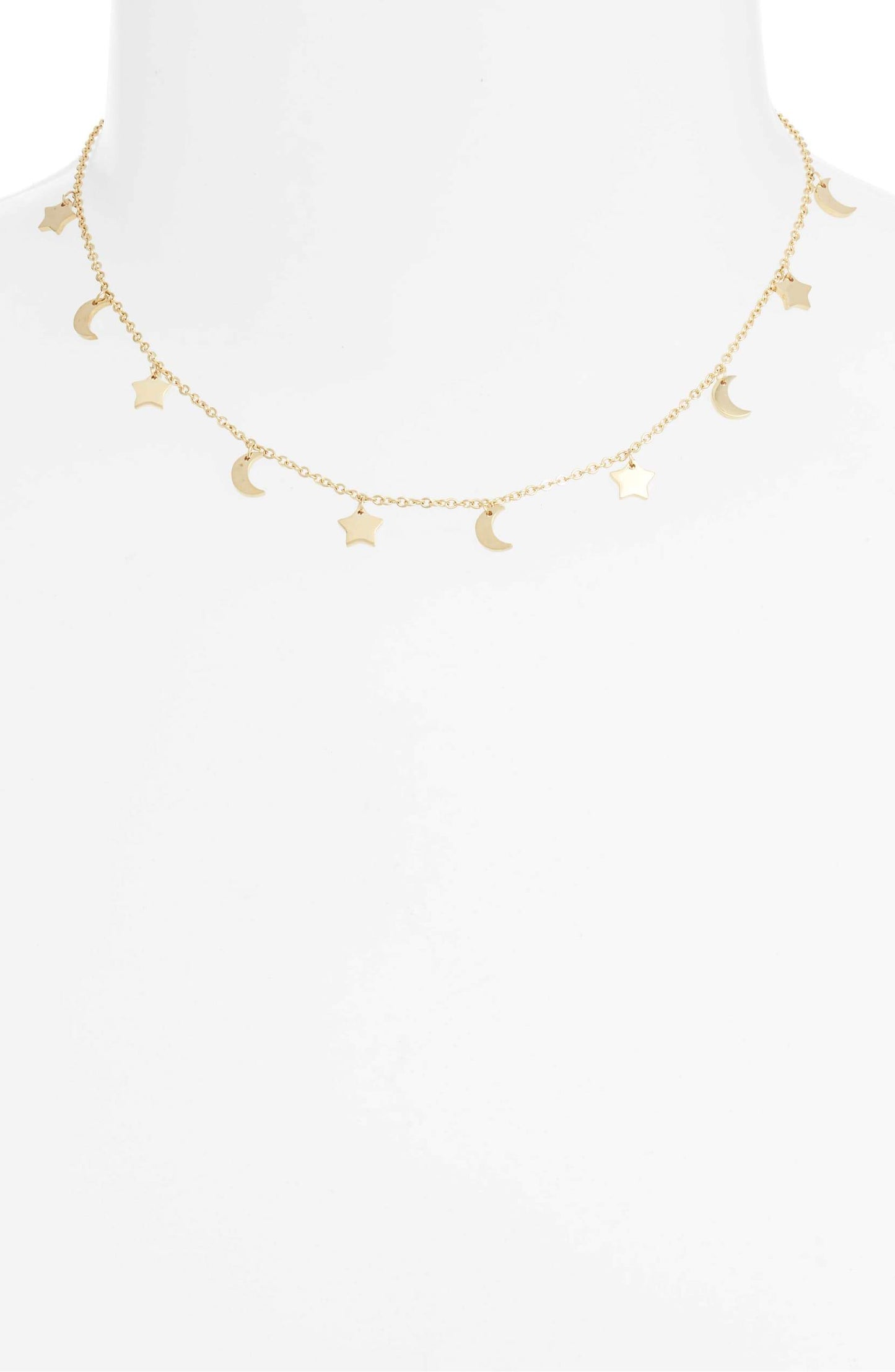 Collar con dije de sol, luna y estrellas