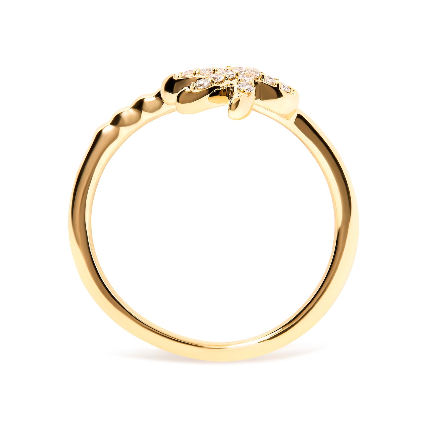 10K Yellow Gold 1/10 Cttw Diamond Palm Tree Statement Ring (H-I Color, I1-I2 Clarity) - Ring Size 7