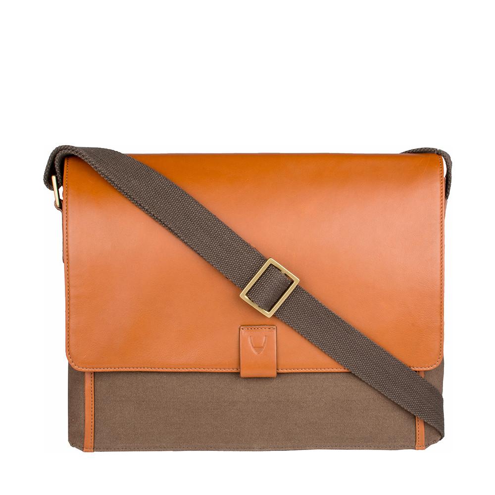 Bolso bandolera de lona y cuero para portátil Aiden
