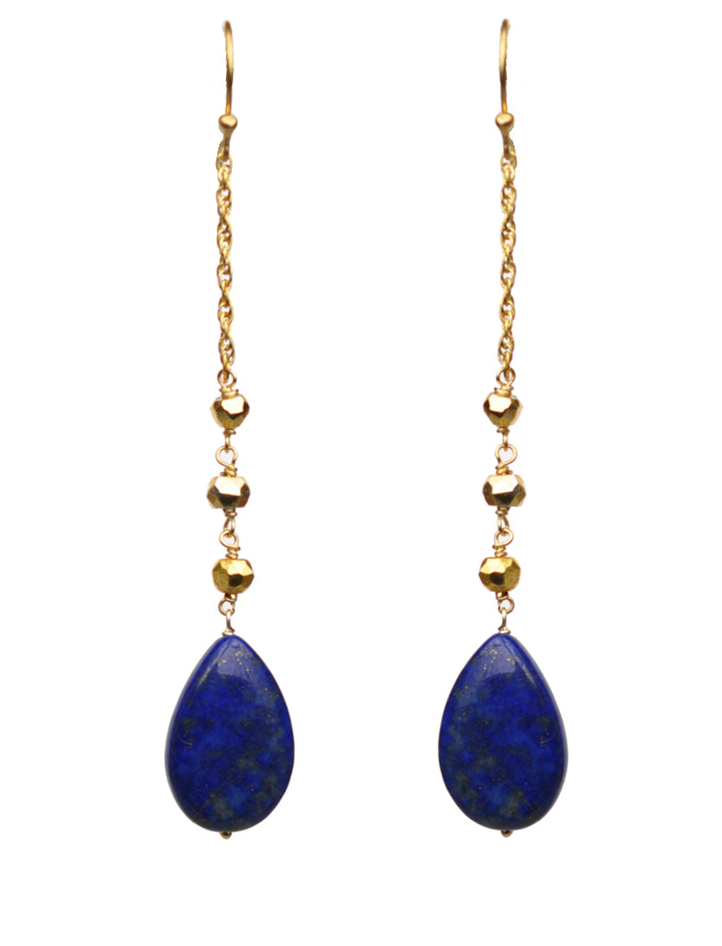 Lapis Lazuli Linear Drop Earrings