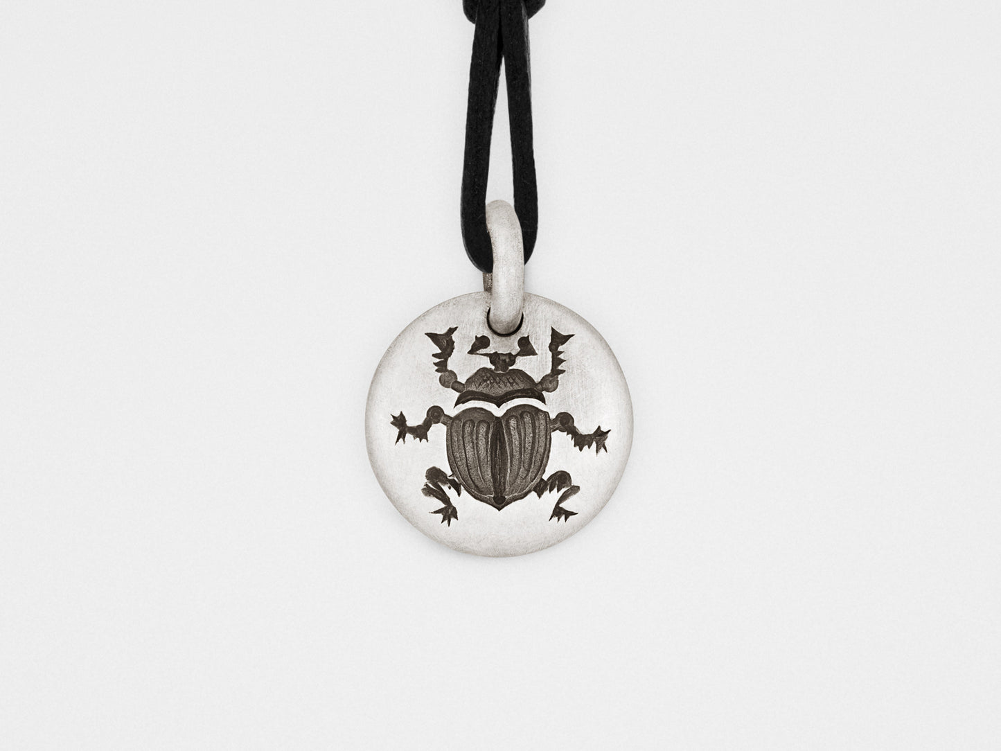 Scarab Beetle Charm Pendant in Sterling Silver