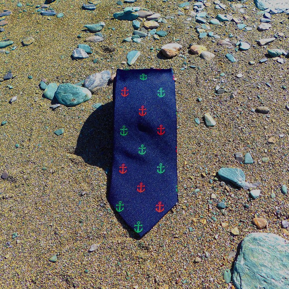 Corbata de ancla - Babor y estribor, seda tejida