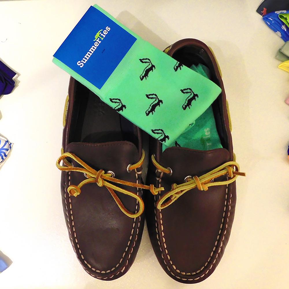 Skunk Socks - Black on Green - Men's Mid Calf