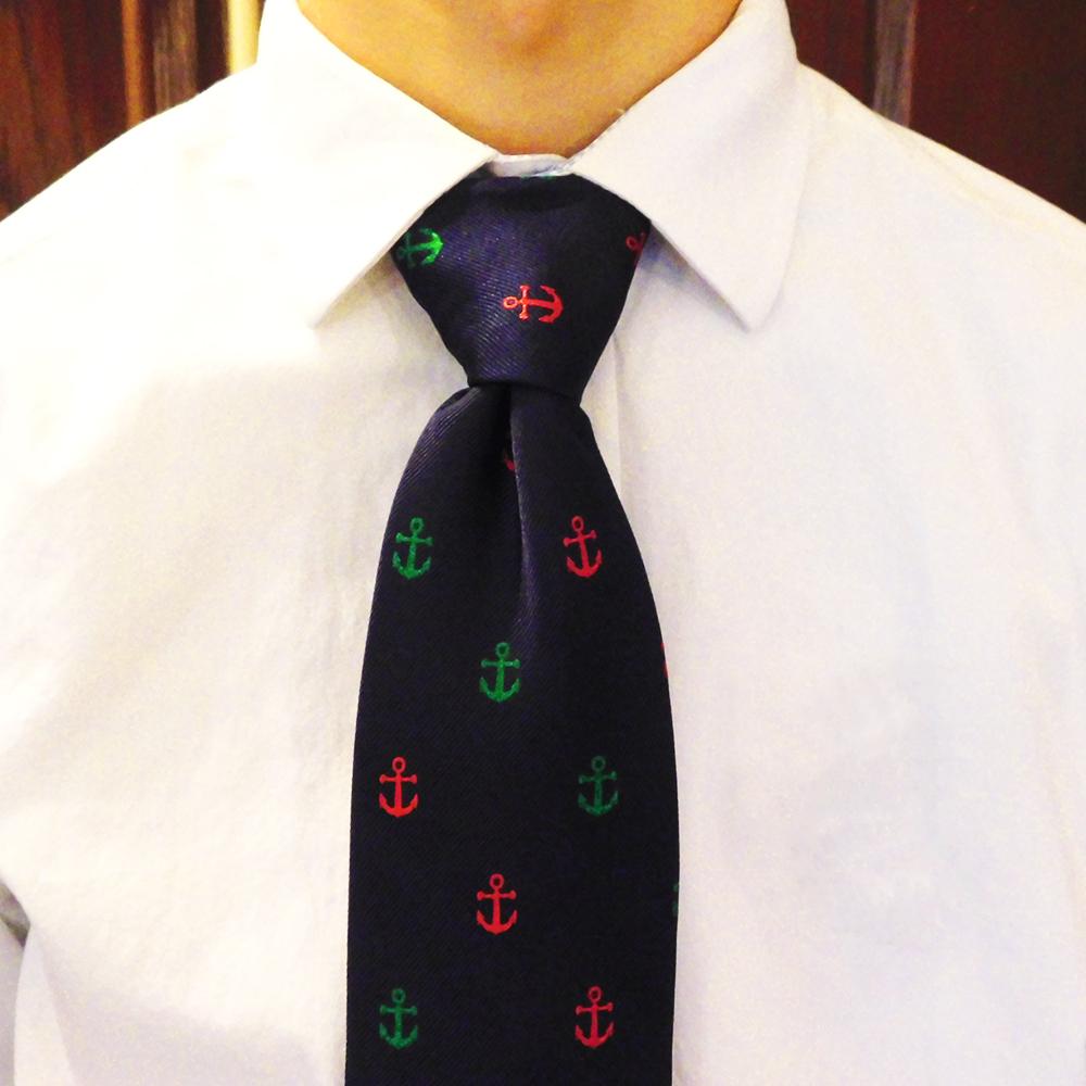 Corbata de ancla - Babor y estribor, seda tejida