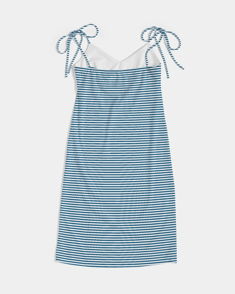 Seaside Breeze Striped Tie Strap Split Dress