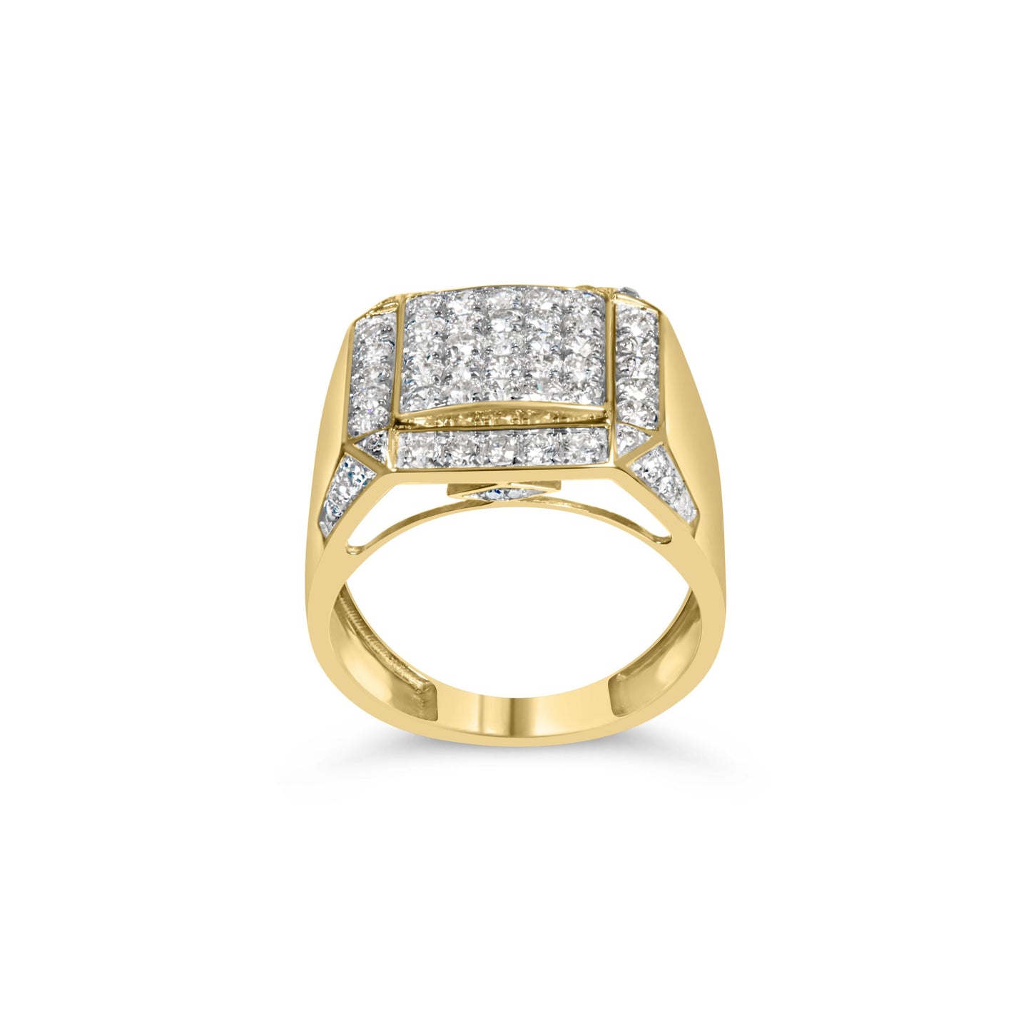 Men's 10K Yellow Gold 2 1/8 Cttw Diamond Composite Cluster Cocktail Ring Band