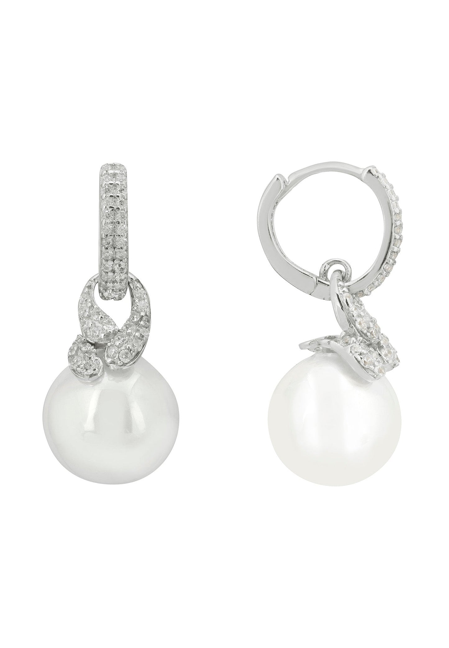 Tie the Knot Drop Pearl Earrings Silver
