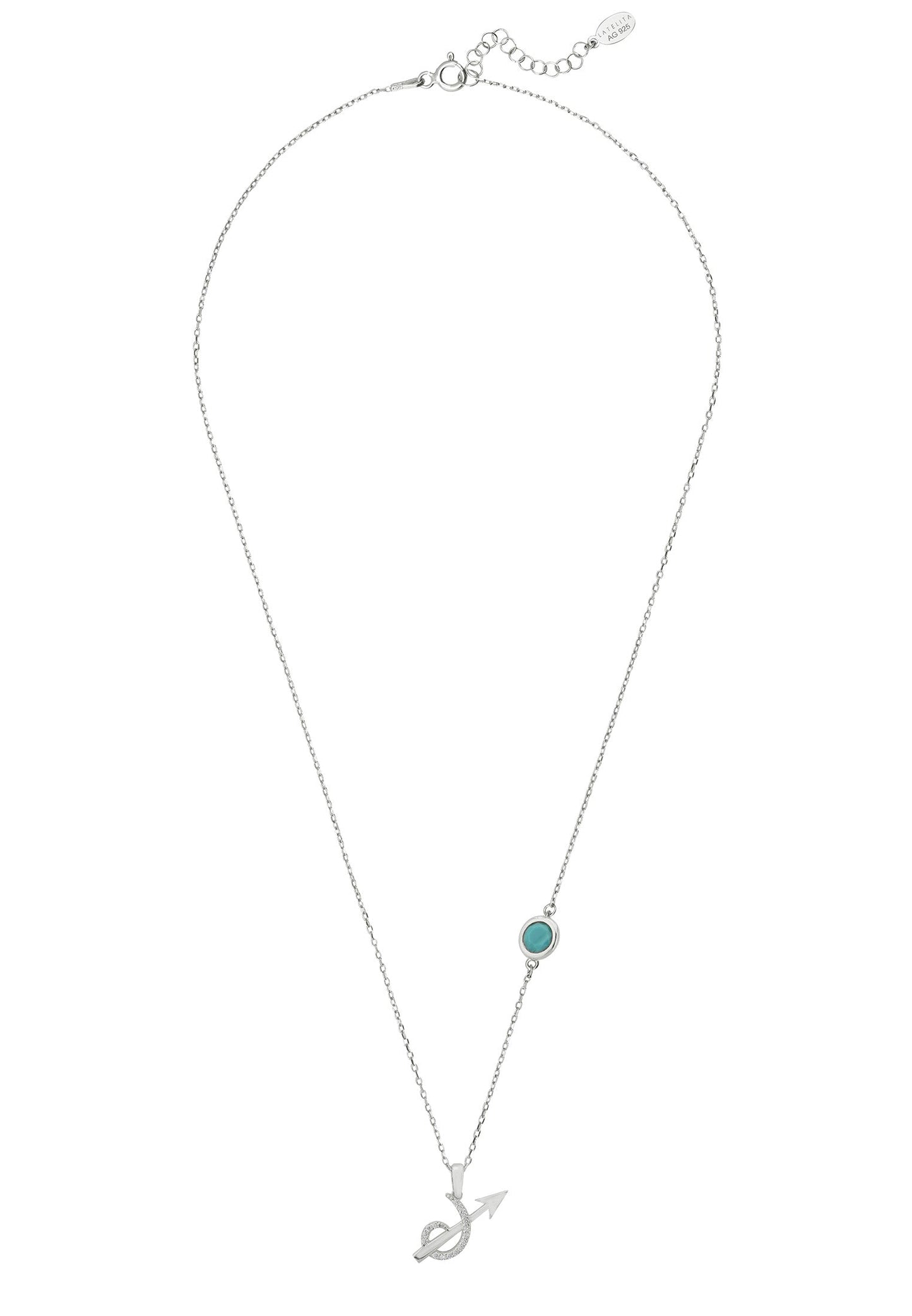 Zodiac Birthstone Sagittarius Necklace Turquoise Silver