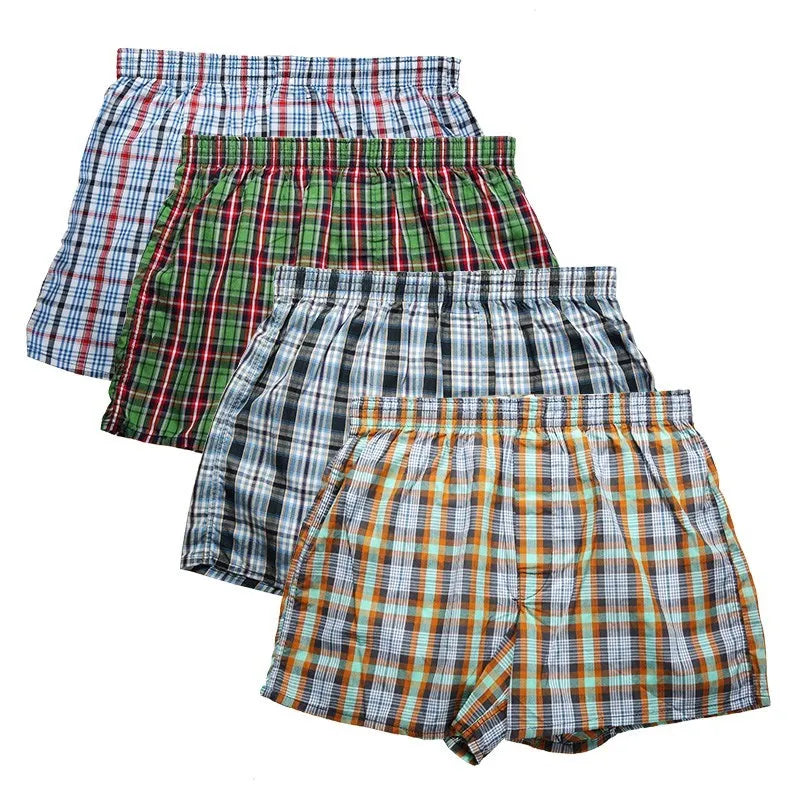 4-Pack Men's Plaid Cotton Boxer Shorts
