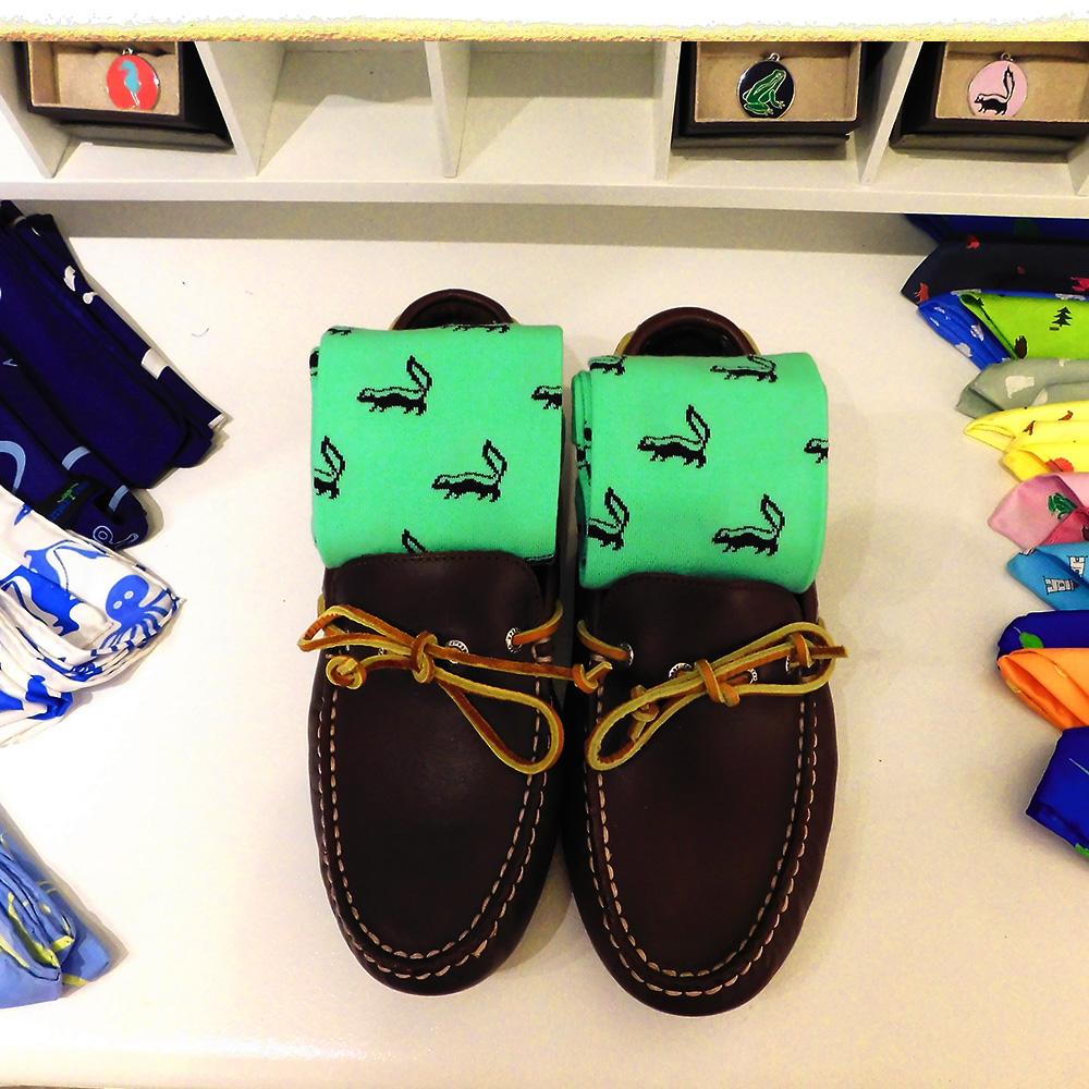 Skunk Socks - Black on Green - Men's Mid Calf