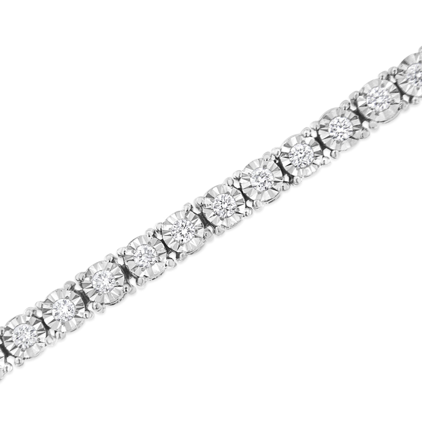 .925 Sterling Silver 3.0 Cttw Lab Grown Diamond Illusion-Set Miracle Plate Tennis Bracelet