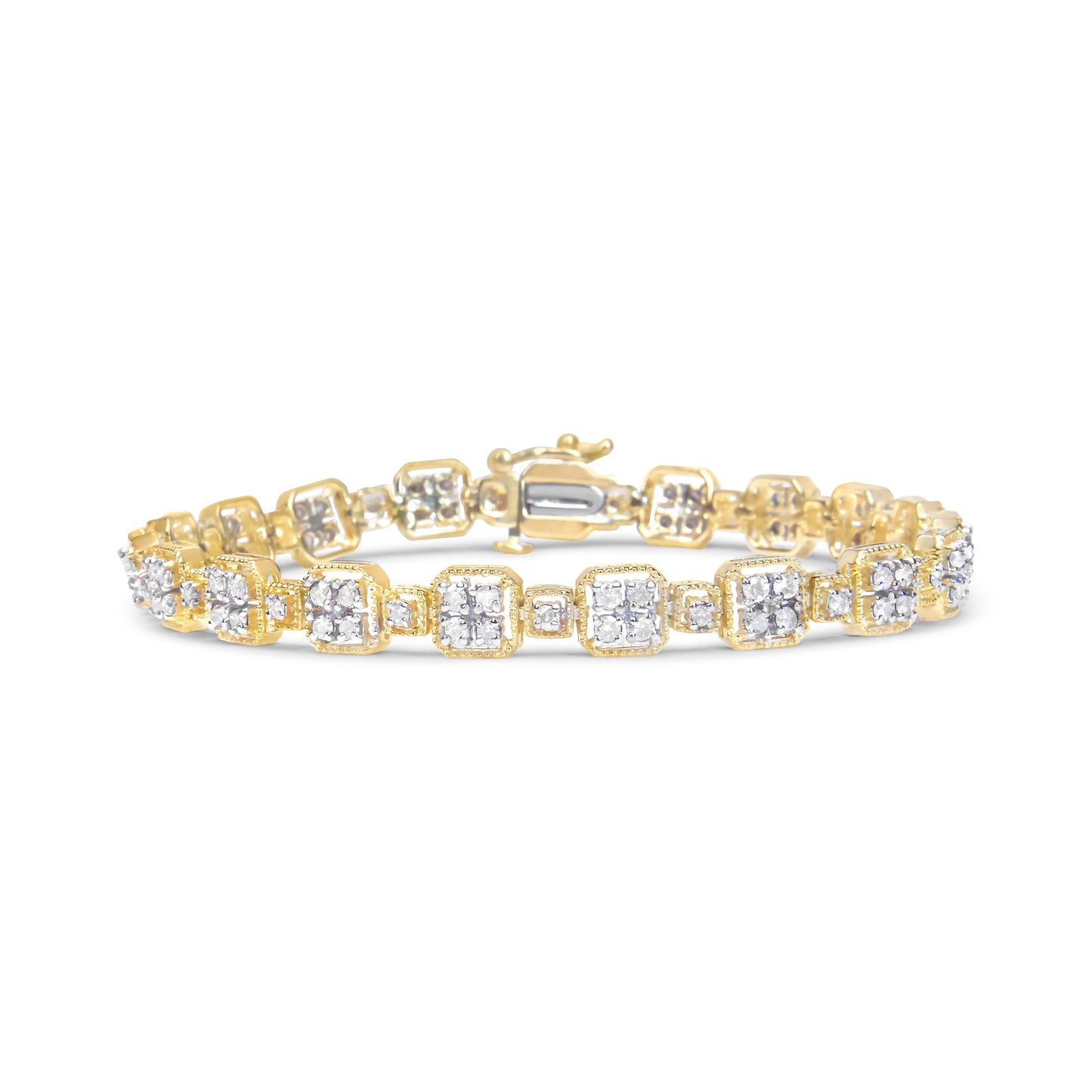 10K White Gold 2.0 Cttw Diamond Square Link Bracelet (J-K Color, I2-I3 Clarity) - Size 7.25"