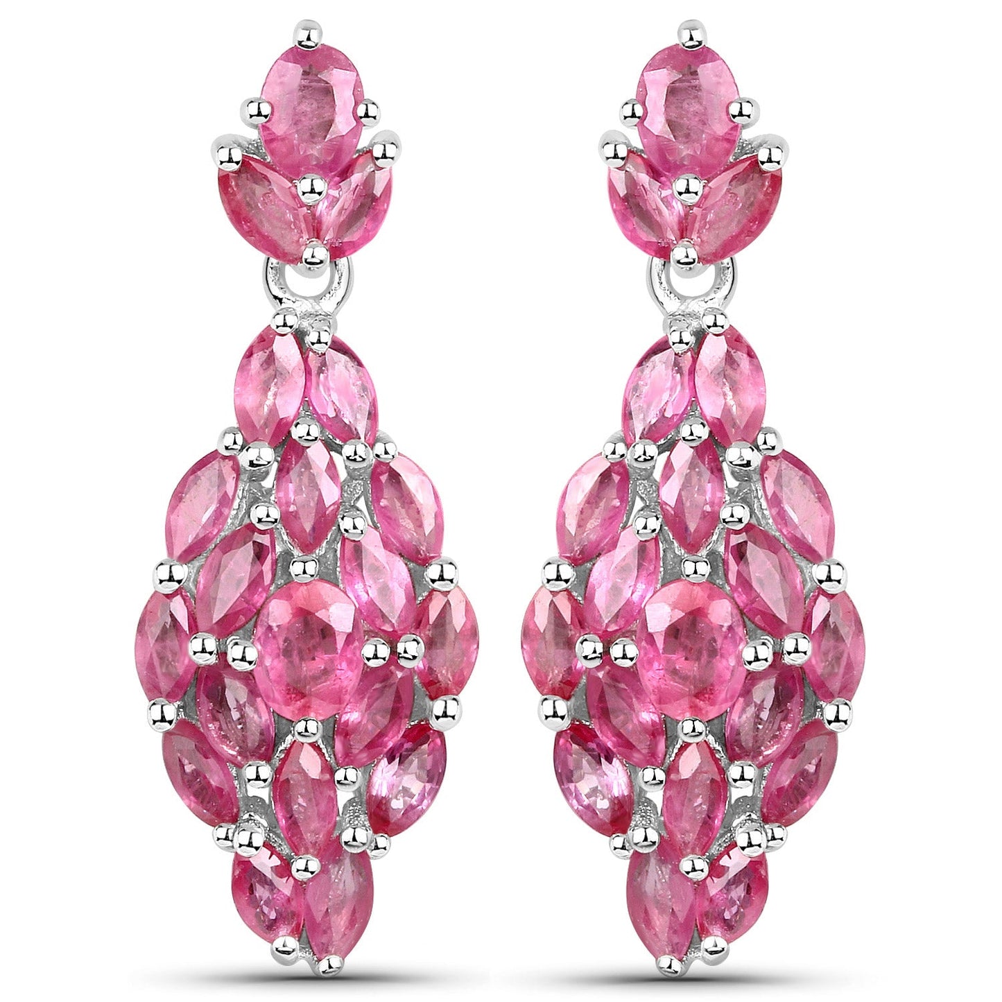 4.12 Carat Genuine Ruby .925 Sterling Silver Earrings