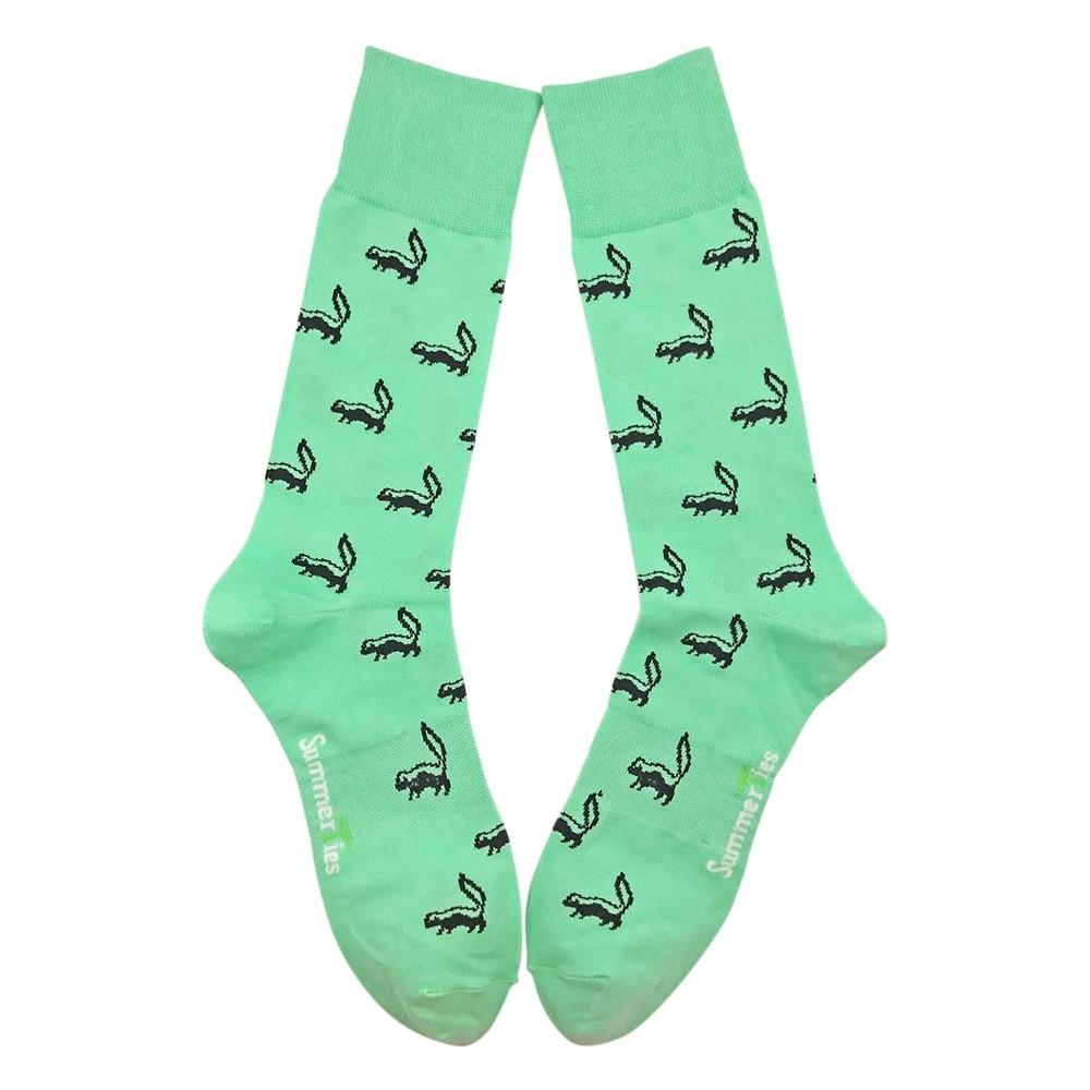 Skunk Socks - Black on Green - Men's Mid Calf