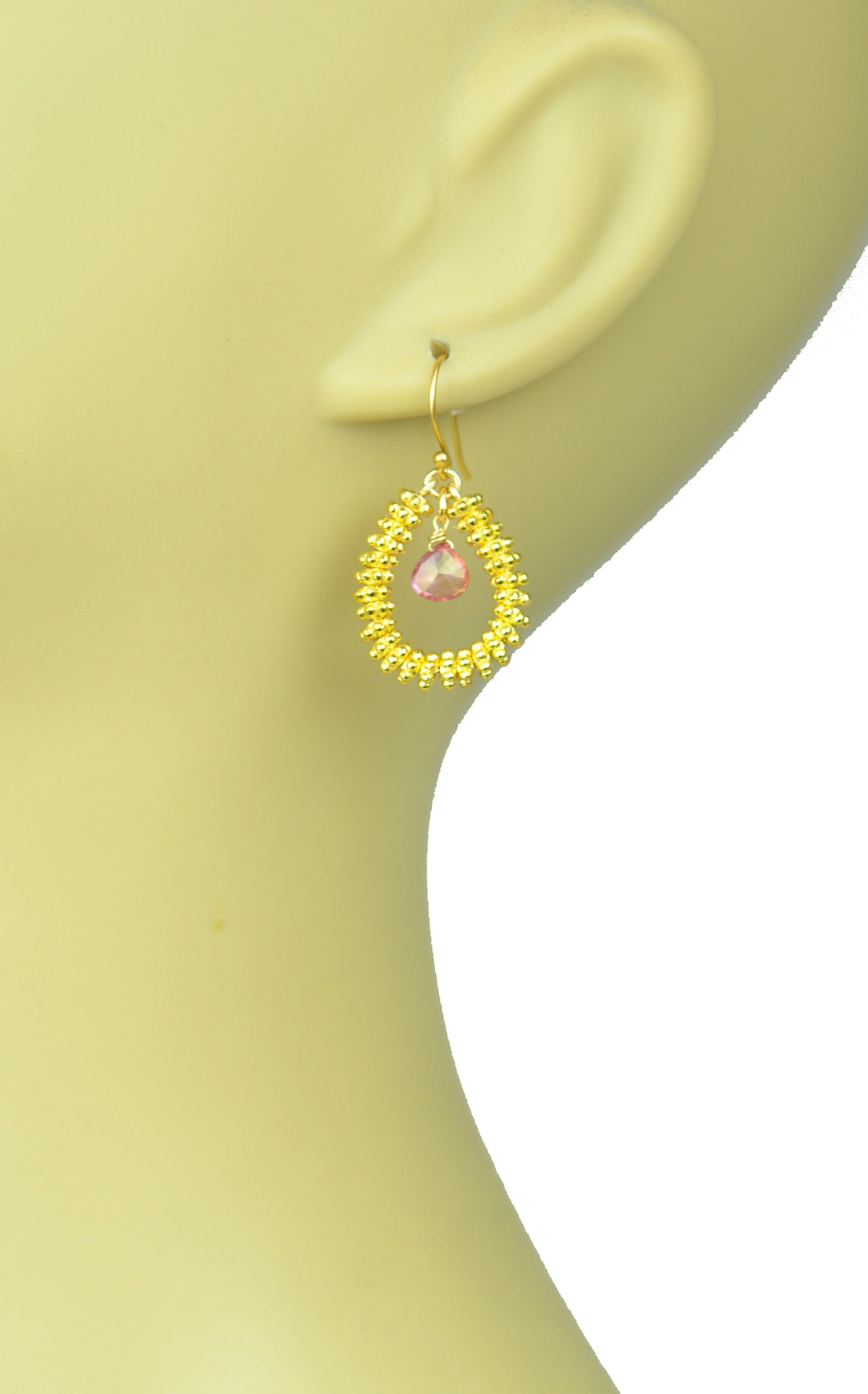 Pendientes de aro con zafiro rosa