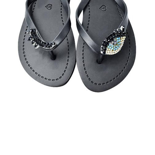 Eyes - Embroidered Flat Flip Flops Sandal