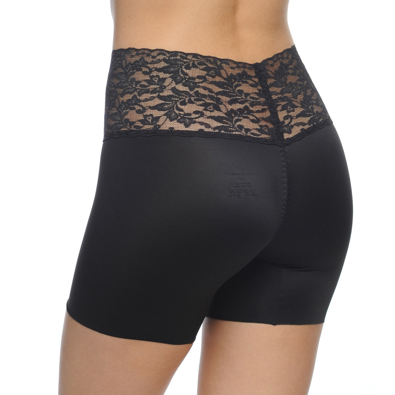Pantalón corto ajustado para niño con banda de encaje en la cintura, color negro