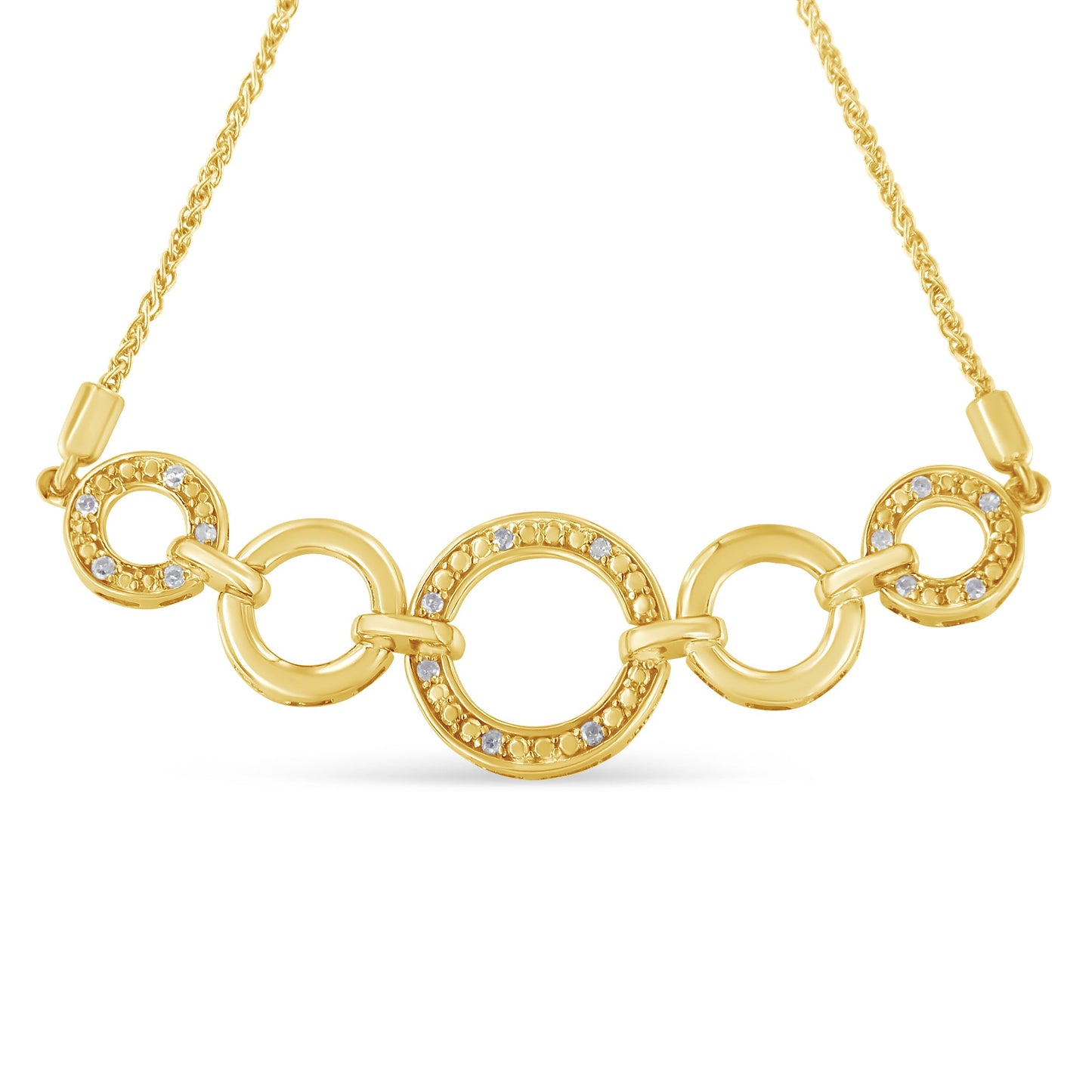 10K Yellow Gold over .925 Sterling Silver Diamond Accented Graduated Infinity Open Circle 6â€-9†Adjustable Bolo Bracelet