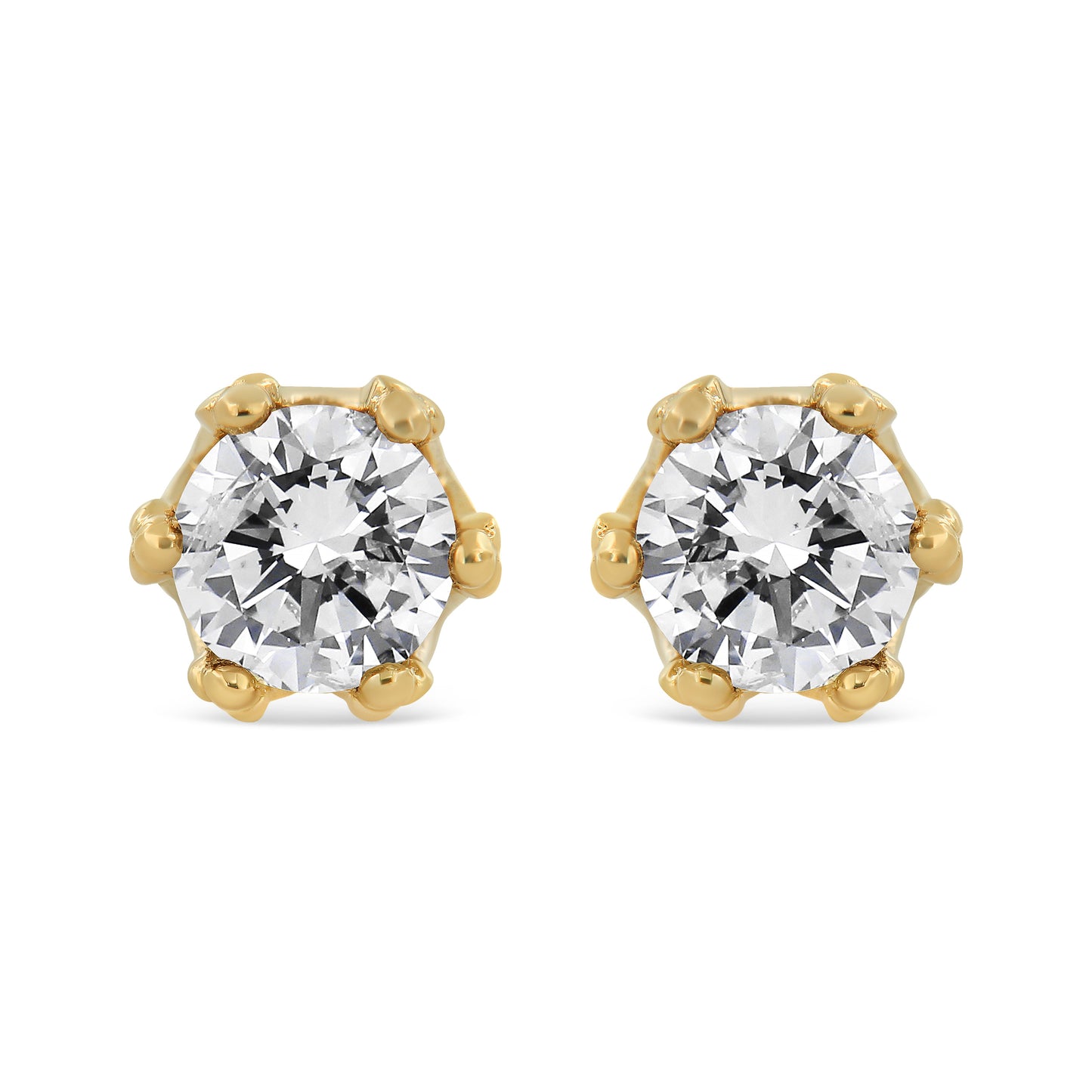 14K White Gold 1/2 Cttw Round Diamond Crown Stud Earring (I-J Color, I1-I2 Clarity)