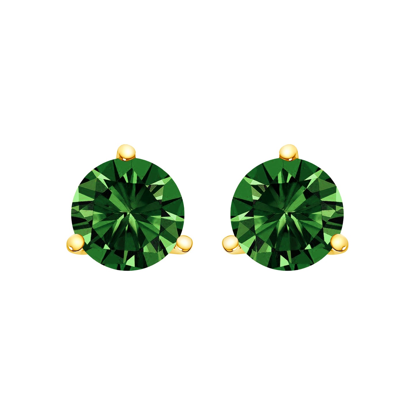 14K White Gold 1.0 Cttw 3-Prong Martini Set Lab Grown Green Diamond Solitaire Stud Earrings