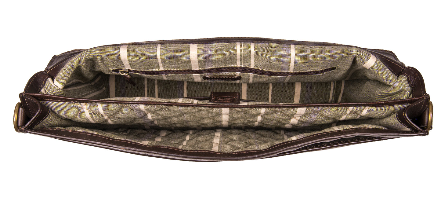 Maletín de trabajo de piel con doble fuelle Charles de Hidesign, compatible con ordenadores portátiles de 17", de gran tamaño