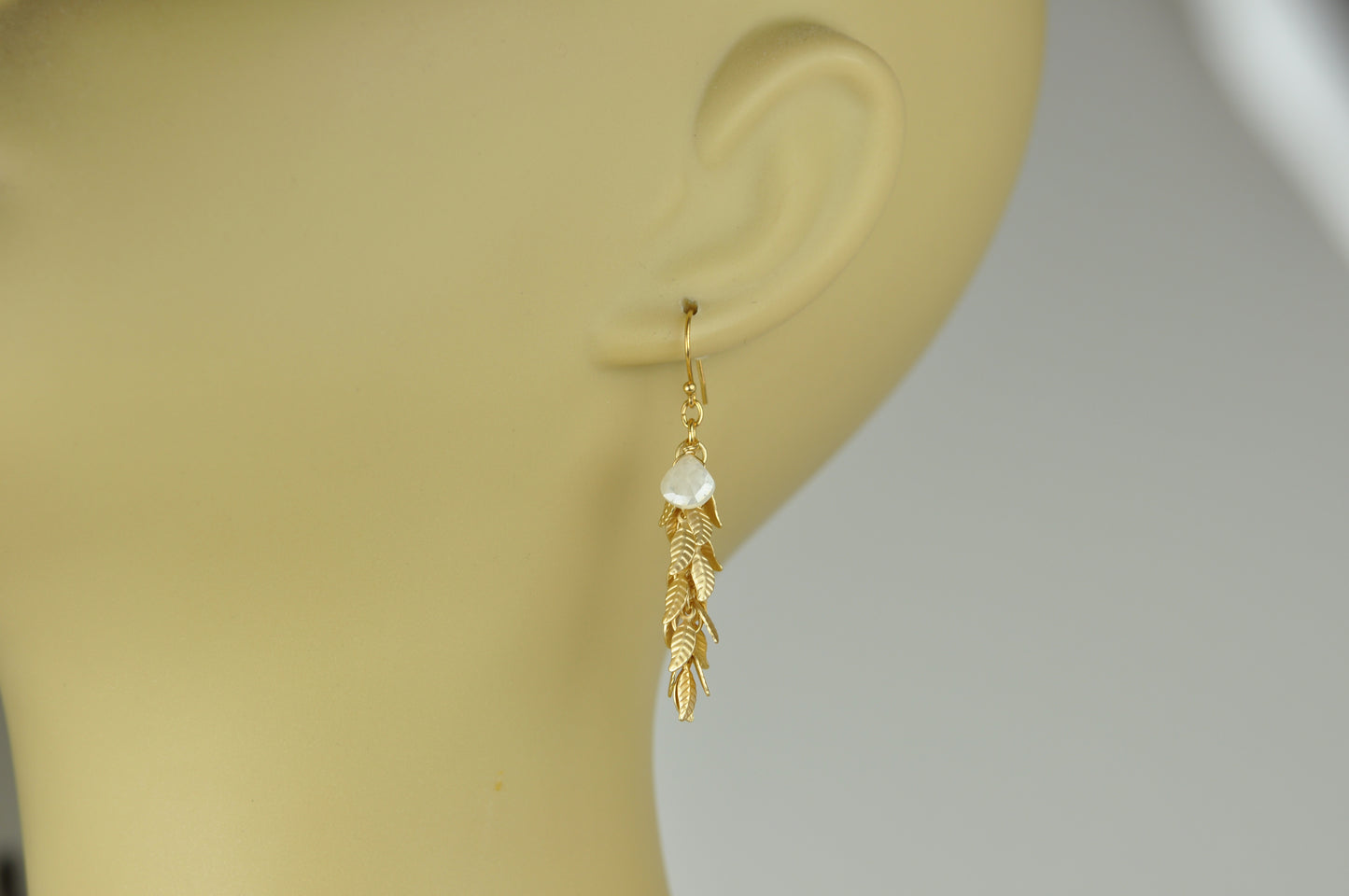 White Silverite and Leaf Cascade Earrings