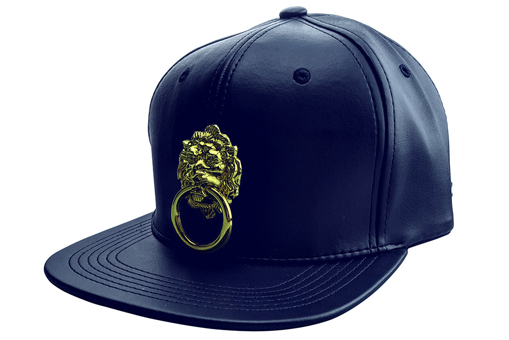 Gorra snapback de piel sintética azul marino