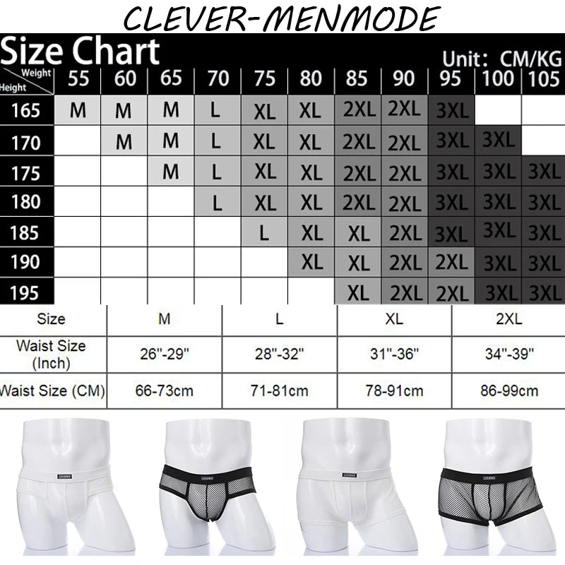 Men's Boxer Shorts Low Rise Transparent Underwear