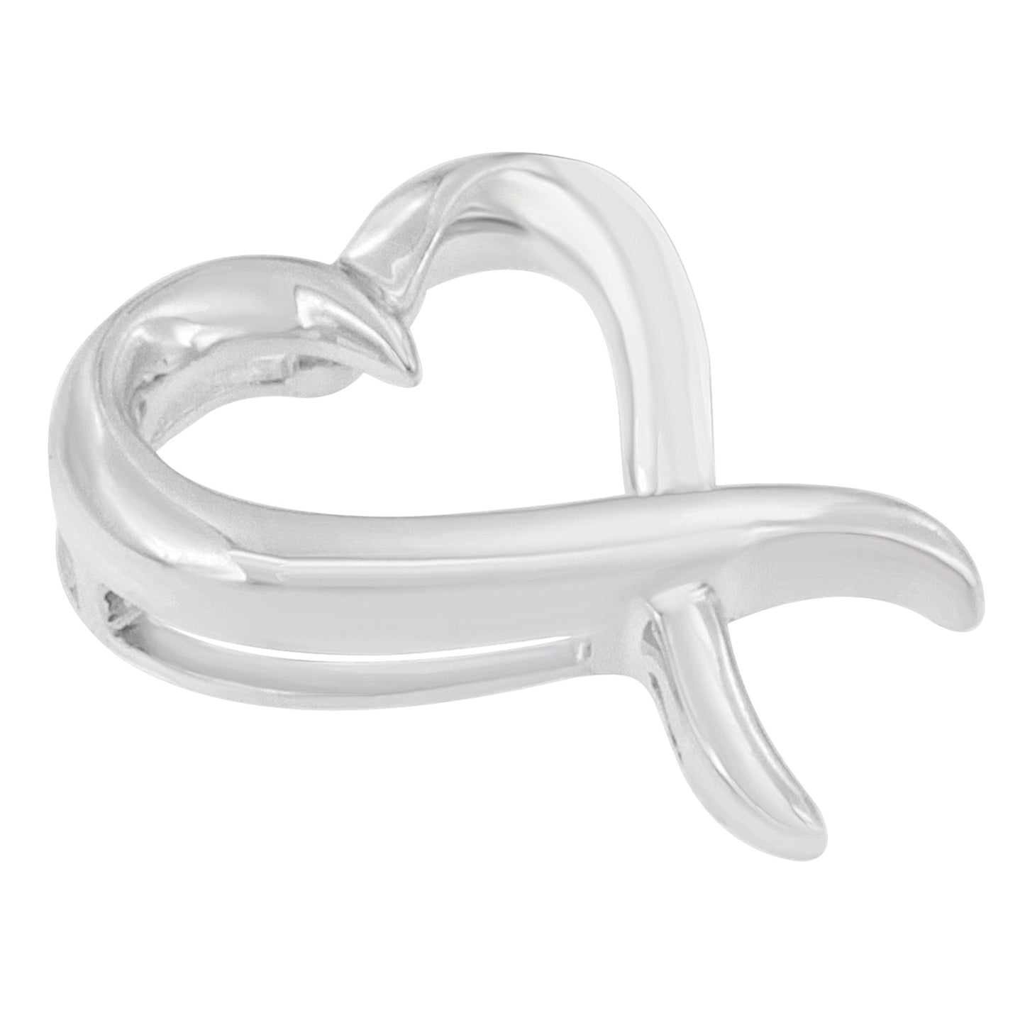.925 Sterling Silver Open Heart-Shaped Awareness Ribbon Pendant Necklace