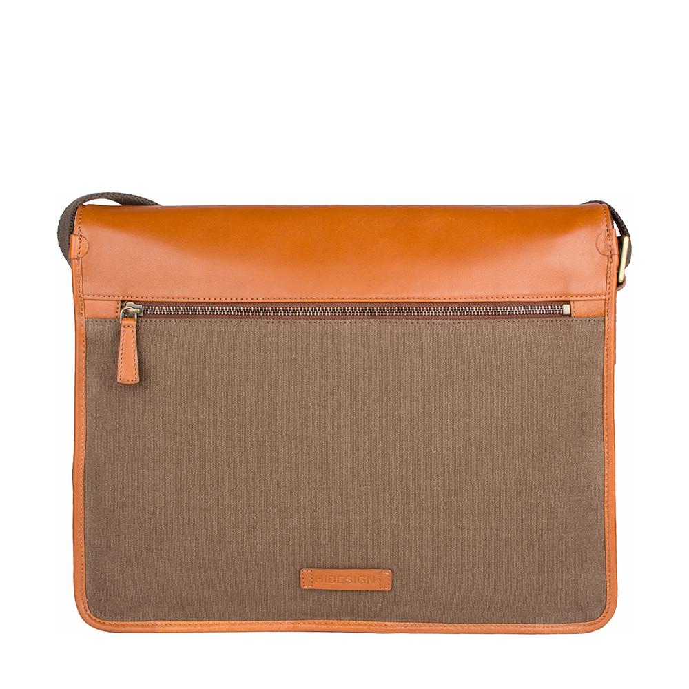 Bolso bandolera de lona y cuero para portátil Aiden