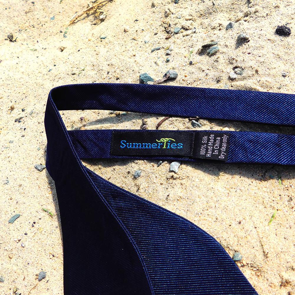 Pajarita de color liso, azul marino, seda tejida, para adultos