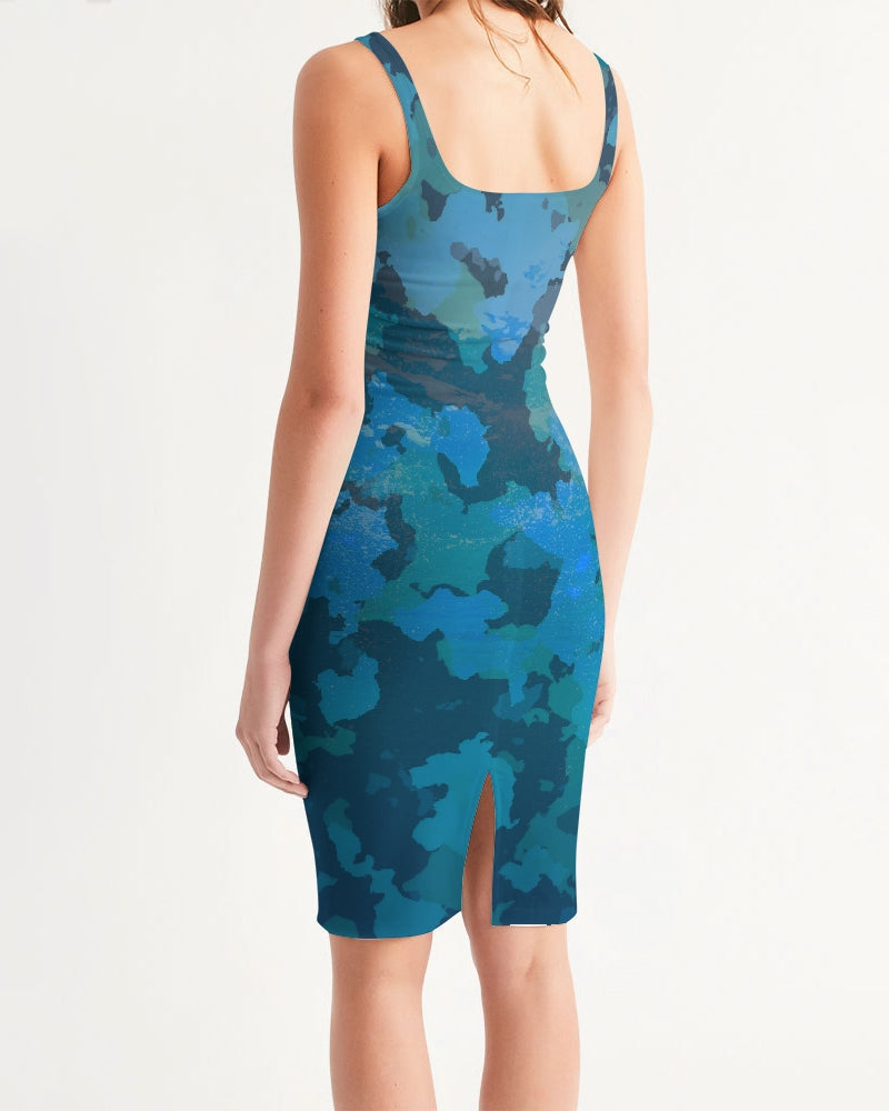 Find Your Coast® Ocean Camo Casual Midi Bodycon Dress