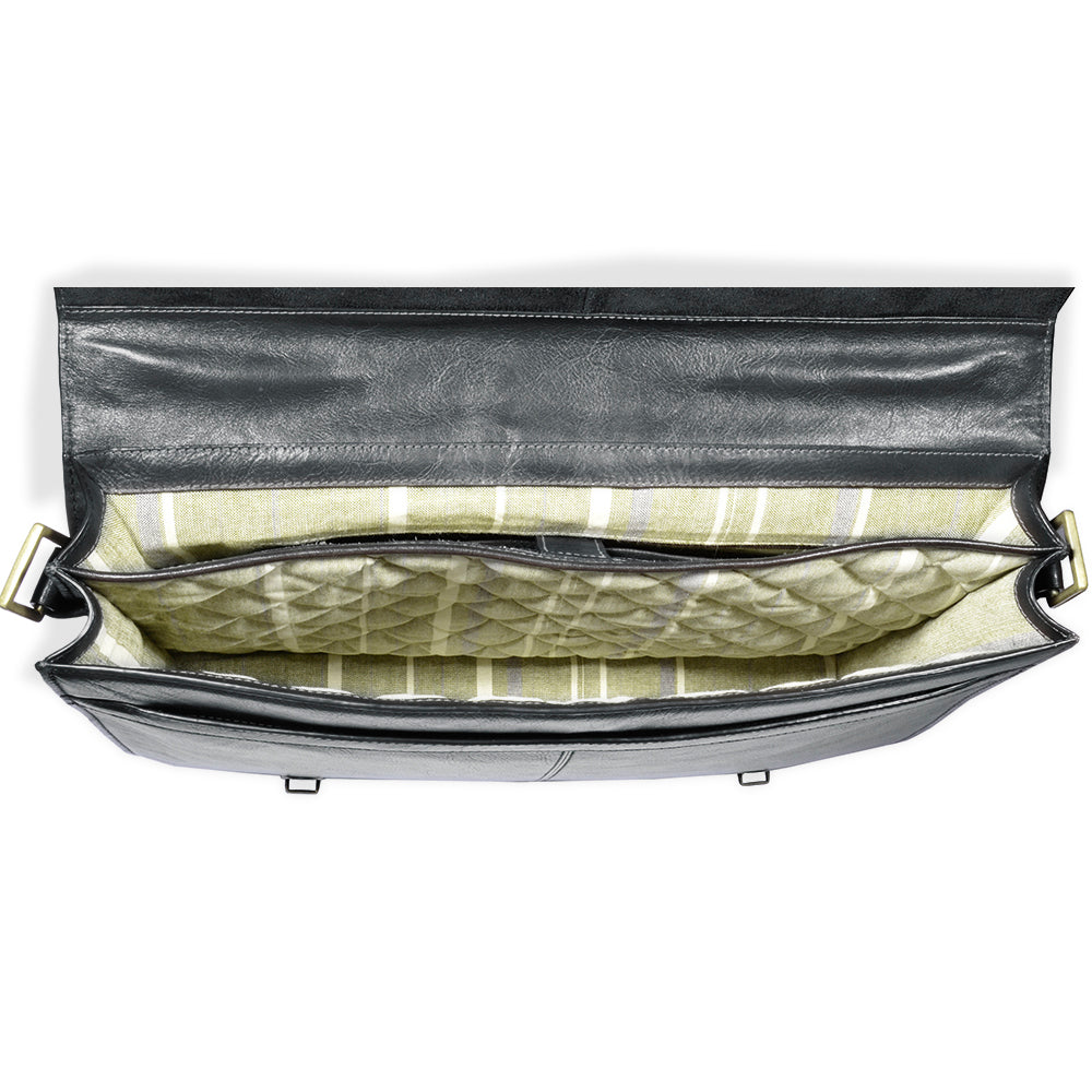 Maletín de trabajo de piel con doble fuelle Charles de Hidesign, compatible con ordenadores portátiles de 17", de gran tamaño