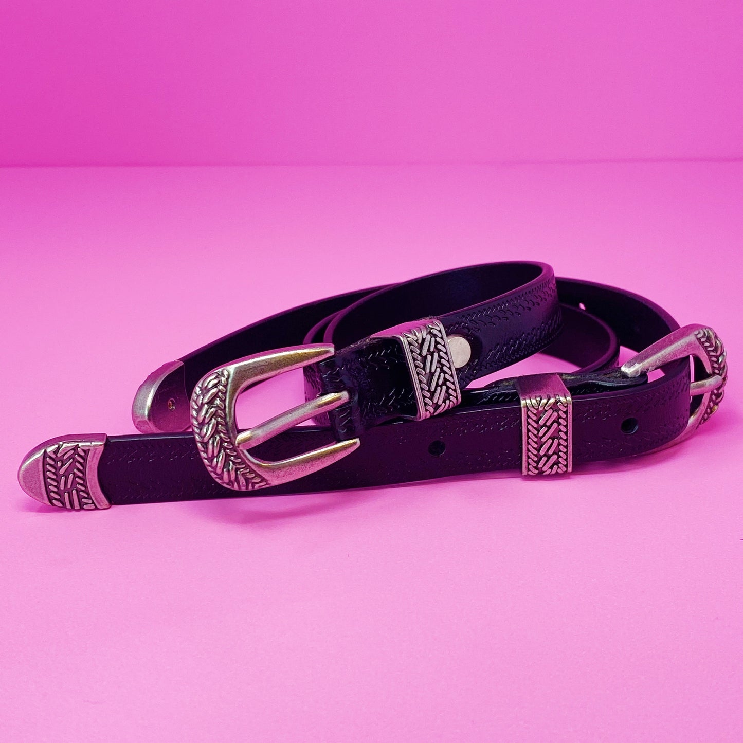 Genuine Leather Double-Buckle Belt