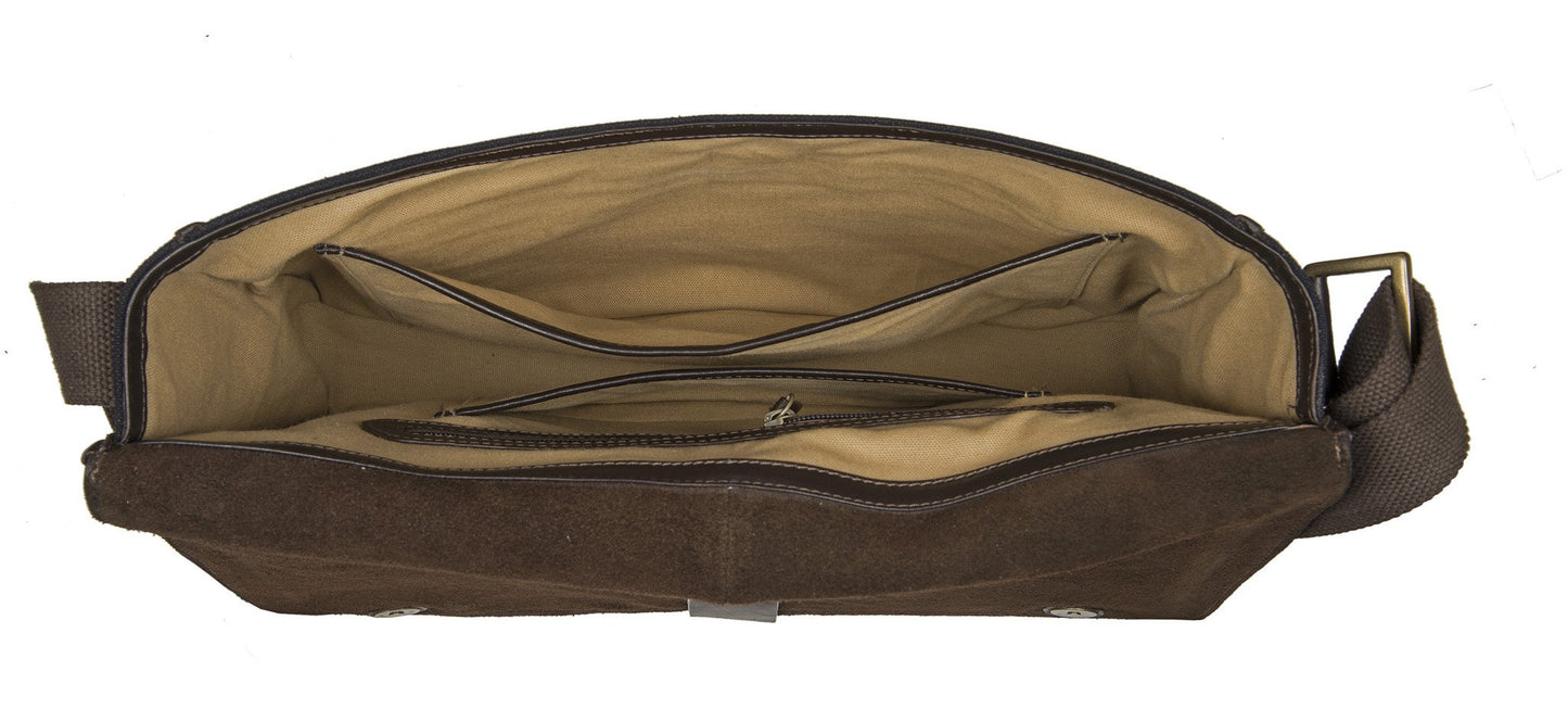 Bolso bandolera de lona y cuero para portátil Aiden