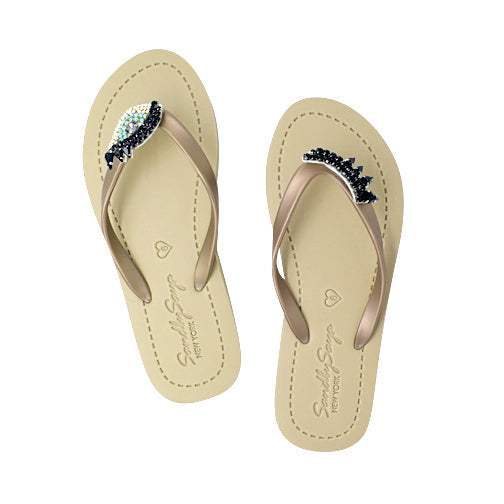 Eyes - Embroidered Flat Flip Flops Sandal